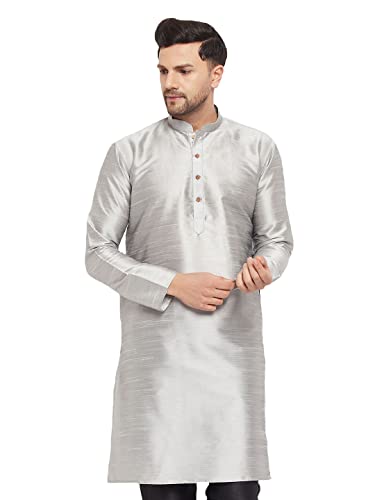 Image of VASTRAMAY Men Banarasi Silk Solid Kurta | Soft Cotton Blend Ethnic Kurta | Comfortable for Festive & Wedding Occasions