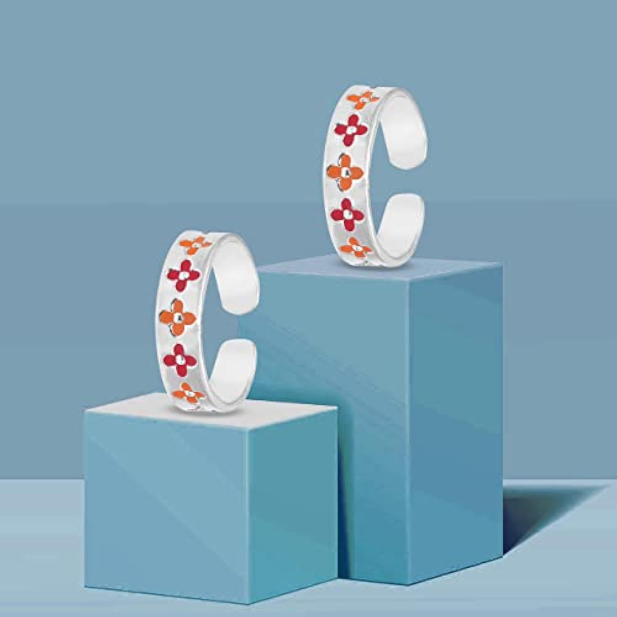 Women's Glossy White 925 Sterling Silver Toe Rings