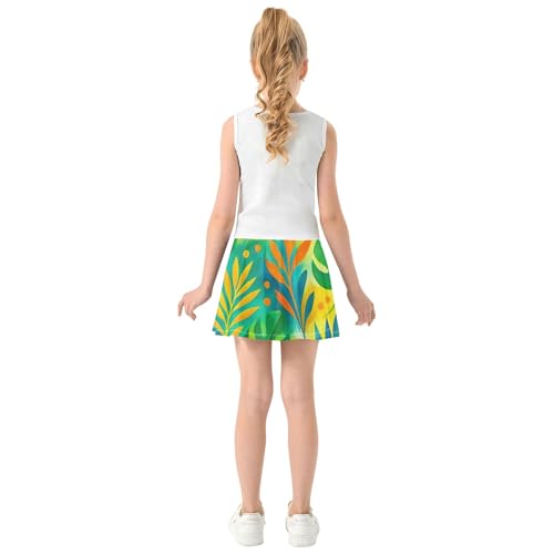Athletic Shorts for Girls Skorts Colorful Leaves Tennis Skirts for Kids Print Butterfly 3t4