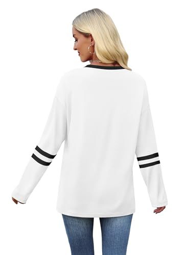 Image of Sampeel Long Sleeve Shirts for Women Color Block Casual Tops Fall Outfits 2026 Basic Tees Trendy Spring Clothes