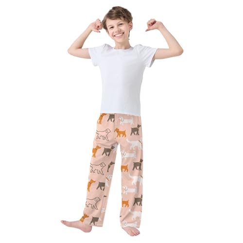 Boys' Pants Dogs Dachshund Terrier Animal Pink Long Bottoms Jogger Pants Elastic Waist Trousers with Pockets S-XL2