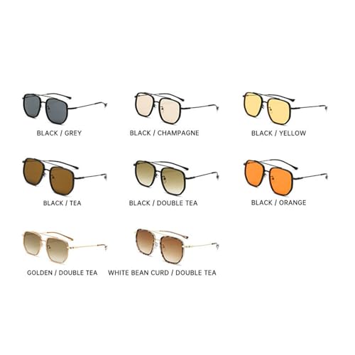 willochra Double Bridges Square Women Gradient Sunglasses Fashion Pilot Frame Men Retro Punk orange Sun Glasses Shades F273