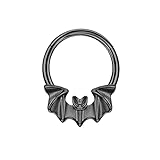 FANSING Halloween Septum Rings for Women 16g Septum Jewelry Black Bat Septum Ring 10mm Surgical Steel Daith Piercing Body Jewelry 16 Gauge