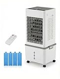 Grelife Evaporative Air Cooler with 10L(2.64 Gal) Large Tank,8 Speeds & 3 Wind Modes, 80° Oscillation,24H Timer,Remote Control,LED Display, Mist & Humidifier Function for Home Office Bedroom white