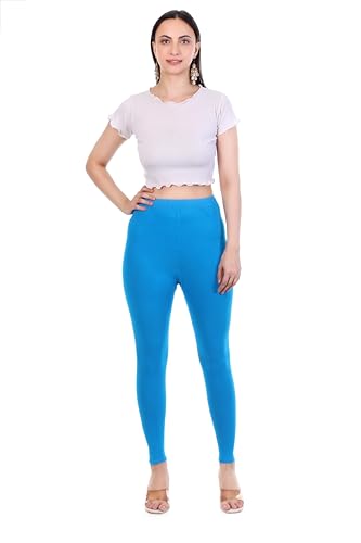 Image of TPF Women Solid Cotton Lycra Stretchable Leggings | Comfortable Ankle-Length Slim Fit Leggings for Women & Girls | Soft, Breathable Wear Bottoms