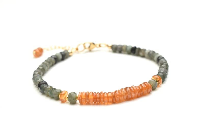 Bracelet en aigue-marine mousse unisexe, le cadeau ideal en pierres fines