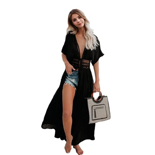 Women's Long Swimwear Cover-ups Lace Kimono Shawl Swimwear Beach Cover-ups