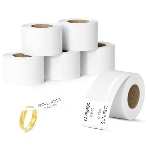 CLABEL 6 Rollos 30x70mm Cinta Térmica Blanca para Etiquetas Joyería para Impresoras Autoadhesivas Etiquetado Precio Pegatinas Collar Pendientes Anillo Pulsera, 100Piezas/Rollo(1,18'x2,76')
