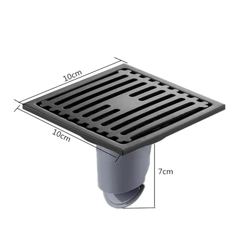 Drain de sol carré pour machine à laver et douche bonde noire anti-odeur