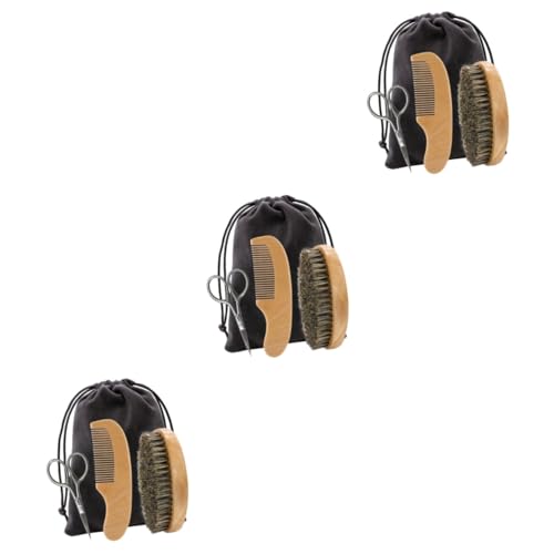 FRCOLOR 3ensembles Kit De Soins Pour Barbe Avec Ciseaux Peigne Et Brosse Outils Pour Hommes Pratique Et