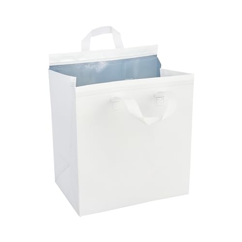 Restaurantware Insulated Delivery Bags 25 Count 11.81 x 7.87 x 12.60 Inches Nonwoven Take Out Bags For Food With Sturdy Handles, White Insulated Grocery Bags Tamper-Evident Foldable by Restaurantware - Image 2