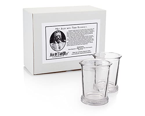 History Company Teddy Roosevelt “1904” Crystal Mint Julep Glass, 2-Piece Set, Traditional Design (Gift Box Collection) #TOP25