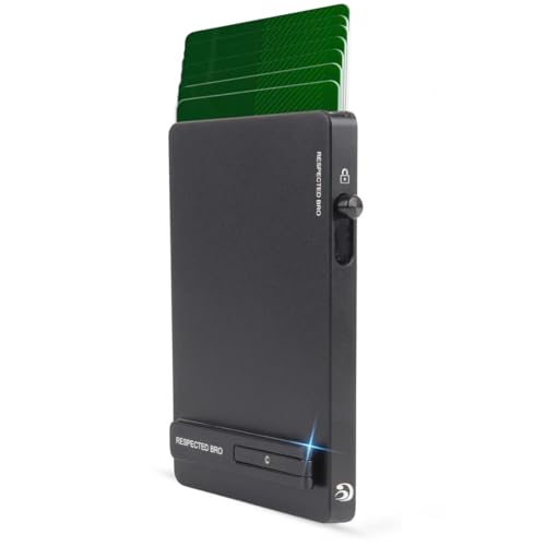 Mens Wallet Card Holder, RFID Blocking Credit Card Holder, Minimalist Men’s Wallet with Pop-Up Aluminum Case, Holds 5–7 Cards, Stylish & Durable (Black)