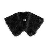 Vhersily Hombre vikingo collar de piel sintética bufanda cubrehombros accesorio para disfraces armadura para hombro vikingo medieval, Negro