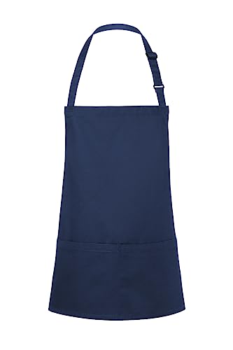 Karlowsky BLS 6 PURE Kurze Latzschürze BASIC mit Schnalle und Tasche, 65% Polyester/35% Baumwolle, Marine, Einheitsgröße