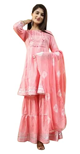Kurti Sharara broderie Gota Patti artisanale en rayonne de luxe