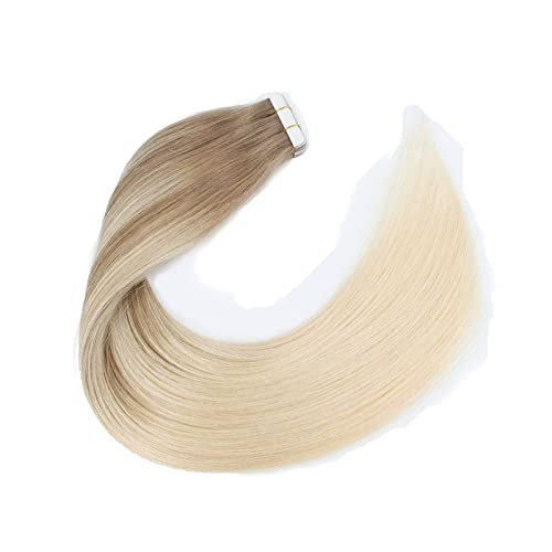 Image of Sixstarhair Balayage Hair Extensions Tape In With Double Sided Tapes and Premium Remy Hair Luxury Tape In Hair Extensions Balayage Ash Brown Fading to Ash Blonde [B8-60 20inch]