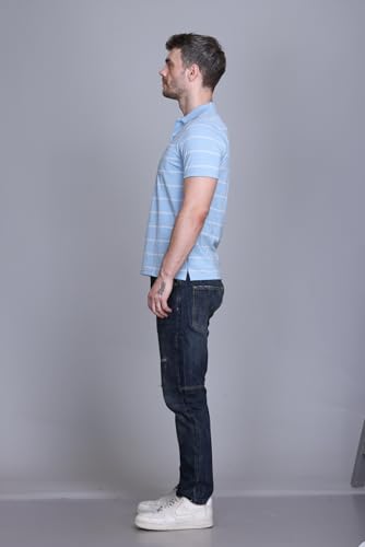 Image of Half Sleeve Polo T-Shirt for Men with Pocket || Stripe Collar and Pocket T-Shirt for Men Half Sleeves