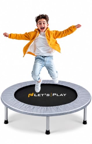 LET'S PLAY® Imported Trampoline Jumping Trainer for Kids and Adult, 36 INCH Rebounder Trampoline with Metal Springs and Padding for Indoor and Outdoor 36/38/40/45/48 Inch Size (Silver)