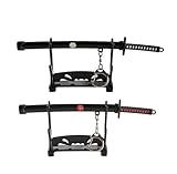 SHARP CASTLE 2ps 5.7 Inch Mini Katana Letter Opener, Stainless Steel Samurai Sword Envelope Slitter with Stand, Desk Decor Samurai Sword, Mini Katana Keychain Gift for Men- GT01H/WT/RD