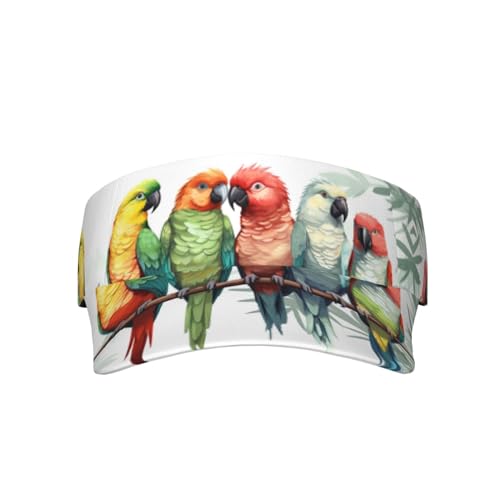 Colorful Parrots On Tree Sunscreen Visor Hats Sports Sun Visor Cap Adult Empty Top Baseball Cap for Women Men