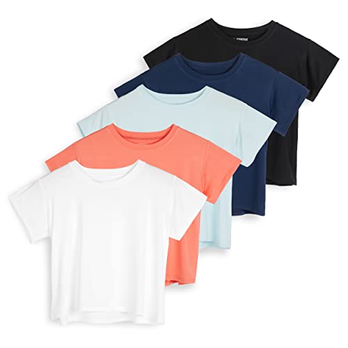 5-Pack-Womens-Dry-Fit-Crop-Top-Short-Sleeve-Crew-Neck-Stretch-Athletic-Tee-Available-in-Plus-Size 5-Pack-Womens-Dry-Fit-Crop-Top-Short-Sleeve-Crew-Neck-Stretch-Athletic-Tee-Available-in-Plus-Size