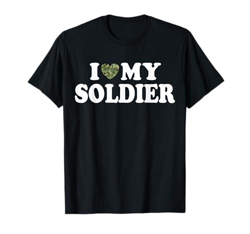 I Love My Soldier - Ejército - Camuflaje Multicam Camuflaje Corazón Camiseta