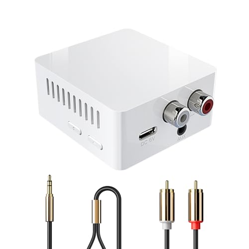 Bluetooth 5.3 Receiver for Home Stereo, Wireless Audio Adapter, HiFi Music Streaming, Amplifier,Long Range Low Latency, 3.5mm AUX & RCA Output, USB-C Powered