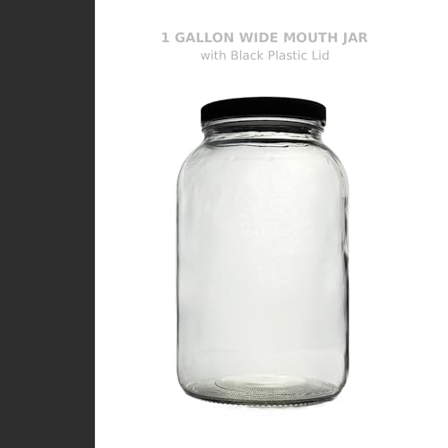 Image of North Mountain Supply 1 Gallon Glass Jar Wide Mouth with Black Plastic Lid - USDA, BPA-Free, Made in the USA - for Fermenting, Storing, Canning, and Much More!