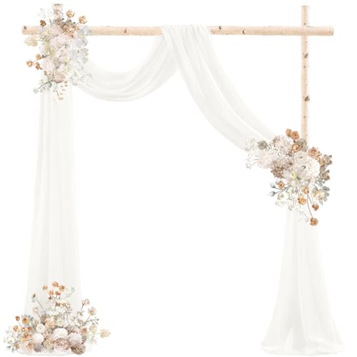 DeZerlor Ivory Wedding Arch Draping Fabric 2 Panels 29" x 20 FT White Drapes for Backdrop Sheer Curtains Wedding Drapes for Romantic Bridal Baby Shower Ceremony Birthday Party Spring Outdoor Events - Image 2