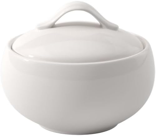 Villeroy & Boch New Cottage Basic Sugar Bowl, 15 oz, Height: 2.5 in, Premium Porcelain, Made in Germany, Creamy White