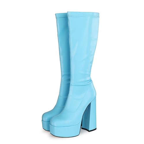 Bottes hautes escarpins de créateur avec talon épais 16 cm - 2