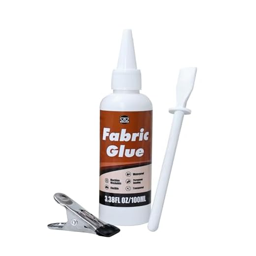 Breliter Fabric Glue Permanent, 100ML Washable Clear Clothing Adhesive for Clothes, Denim, Leather, Patches & Rhinestones, Flexible Bond, No-Sew – Includes Spatula & Clamp (3.38 fl oz)
