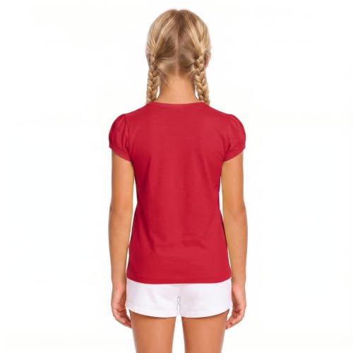 Image of Lilax Girls Short Puff Sleeve Cotton T-Shirt, Toddler & Little Girls Top | 95% Cotton Puff Sleeve Tee; Crewneck, Short Sleeve; Toddler & Girls Sizes 2T-12; for School, Play & Everyday; Machine Wash