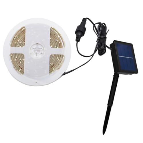 Tira de luces LED solar para jardín 3500K blanco cálido resistente al agua miniatura 1