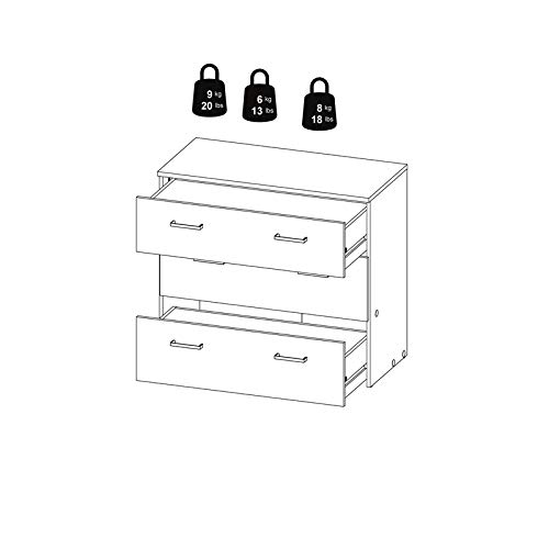 Tvilum Space 3 Drawer Chest, Oak Structure, White #TOP7