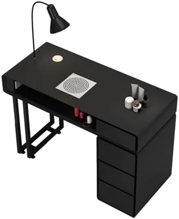 Modern Nail Beauty Workstation - Professional Manicure Table with Storage Cabinet & Drawers, Ideal for Salon & Home Use, Stylish and Functional Design,Wooden + Rock Board Desktop,100cm