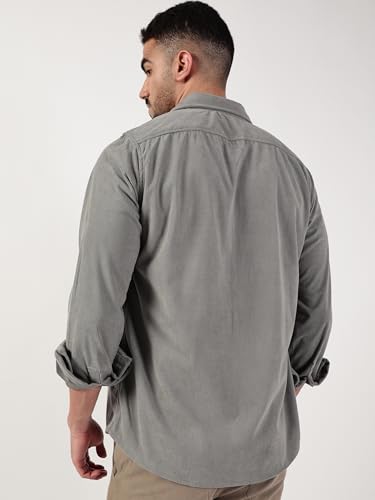 Image of Thomas Scott Men's | Corduroy | Full Sleeve | Slim Fit | Polyester-Blend | Single Pocket | Spread Collar | Casual Shirt