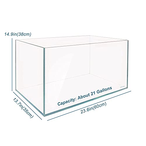 Image of Allcolor Artisan Grade Ultra Clear Rimless Aquarium Tank (21Gal) | Low Iron Glass Fish Tank for Professional Aquascaping and Planted Layouts, 6-60 Gallons (21Gal - Top Glass Canopy)