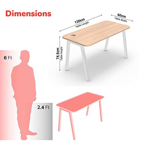 Image of KOKUYO IVO Home Office Desk - Heavy-Duty Work Table for Home, Study, Office & Workspace | 25mm Thick Engineered Wood Top, Sturdy & Angular Metal Legs | (White, 1200MM)