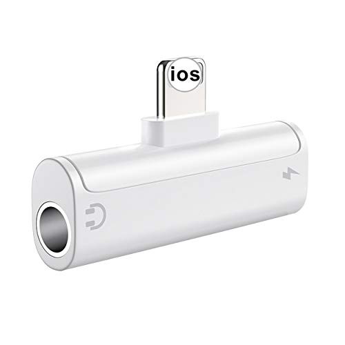 Adaptador de Auriculares para iPhone 11 Adaptador Conector de Auriculares 3.5 mm Jack Audio Auxiliar Dongle Adaptador de Audio para iPhone 7/7 Plus/8/8Plus/XS/XR Soporta Todos iOS
