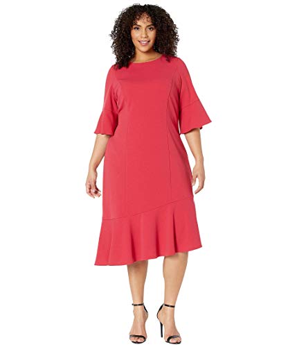 Image of Adrianna Papell Women's Knit Crepe Ruffle MIDI Dress