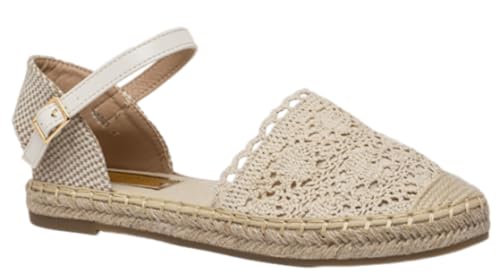 Cuñas Alpargatas Mujer con Plataforma de Yute – Sandalias de Esparto y Encaje para Boda, Novia Boho Chic y Verano (Beige Plana, 38)