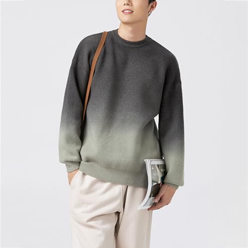 Pull dégradé pour hommes anti-déformation - Pull décontracté à manches longues gris L - 3