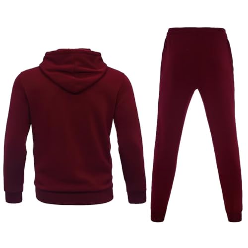 Tracksuit for men 2 pieces,Fleece hooded outfit,casual sweatsuit set jogger suit outdoor sportswear2