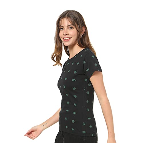 Image of Bewakoof Women's All Over Printed 100% Cotton T-Shirt - Regular Fit, Round Neck, Half Sleeves