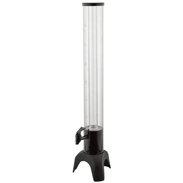 THW 3 Litre Three-Legged Metal Base Draft Beer Tower Juice Beverage Dispenser with Removable Ice Tube for Keeping Liquid Cold, Black