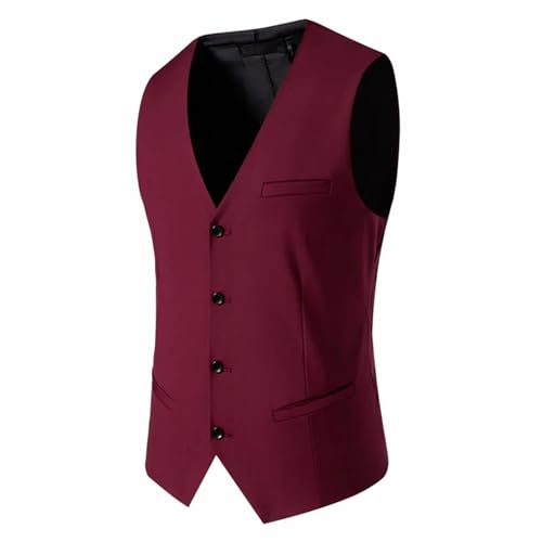 Men's Suit Vest Solid Color V-Neck Slim Sleeveless Wedding Business Casual Formal Vest