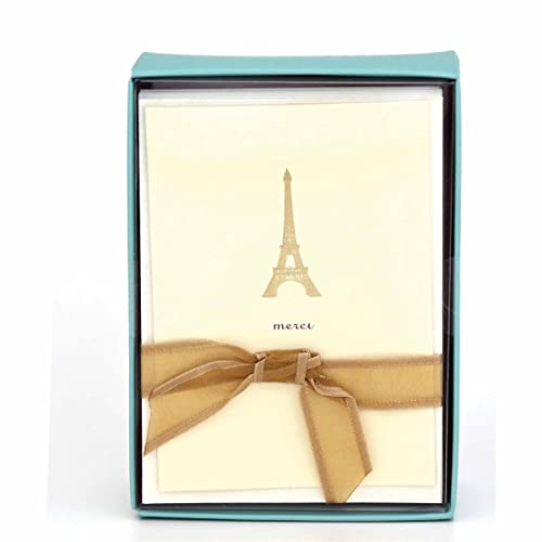 Graphique Eiffel Tower La Petite Presse Boxed Notecards - 10 Embossed and Embellished Gold Foil "Merci" Eiffel Tower Blank Cards with Matching Envelopes, 3.25" x 4.75" Graphique Eiffel Tower La Petite Presse Boxed Notecards - 10 Embossed and Embellished Gold Foil "Merci" Eiffel Tower Blank Cards with Matching Envelopes, 3.25" x 4.75"