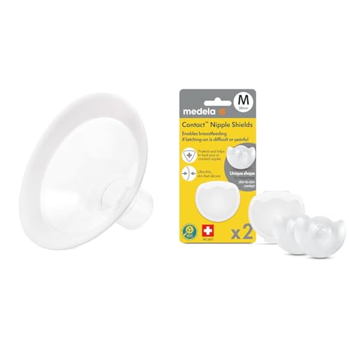 Medela Breastfeeding Bundle - PersonalFit Flex Breast Shields 2 Pack Medium 24mm, Contact Nipple Shield for Breastfeeding 20mm Small 2 Count